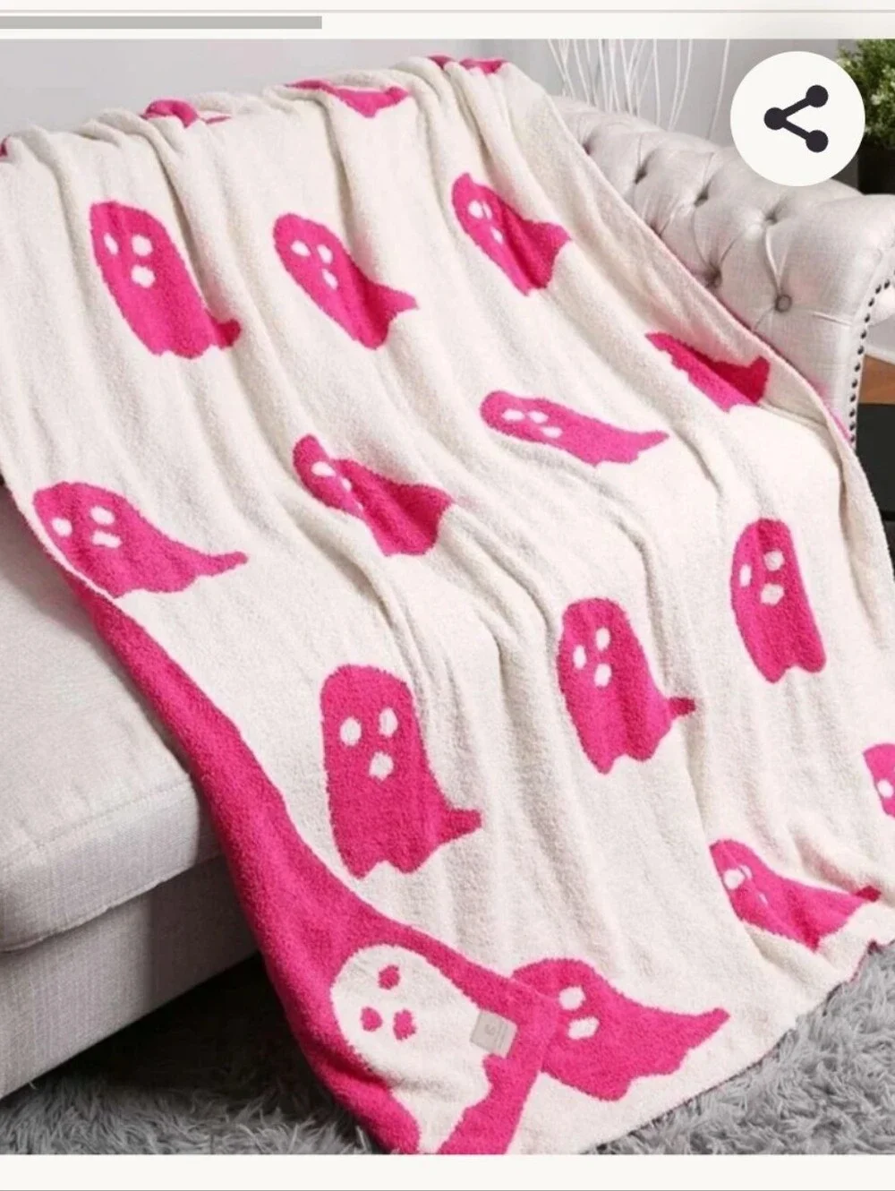 Cupcakes And Cashmere Halloween Pink Ghost Plush Throw Blanket
